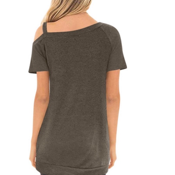 Brown Sling Short Sleeve Buttoned Top - Picture 2 of 3